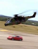 搞笑奇趣-武装直升飞机和跑车比赛速度！